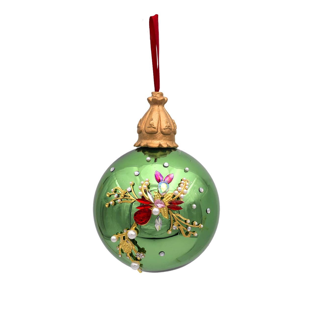 SFERA D. 12 VERDE CON DECORAZIONE IN RILIEVO